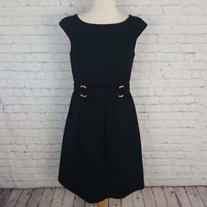 DAVID MEISTER - Textured Belted Sheath Dress Black 4